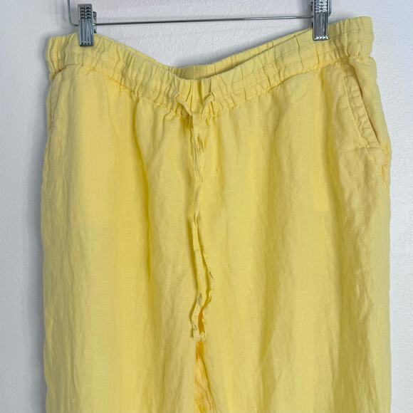 Linen Butter Yellow Pull On Tapered Pants Pockets Size Large Summer Charter Club - Picture 3 of 8